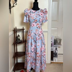 Floral Print Puff Sleeve Dress